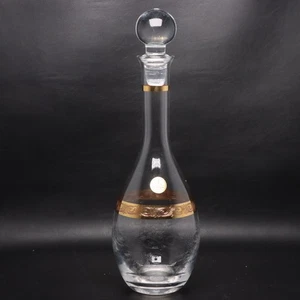 Interglass Crystal Decanter 13 1/2" Gold Foil Florence Italian Glass Vintage  - Picture 1 of 8