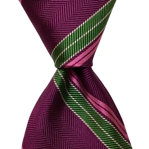 BROOKS BROTHERS Makers & Merchants Silk Necktie USA Designer STRIPED Purple EUC - Picture 1 of 3