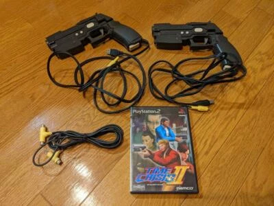 PS2 GUNCON 2 / 2 Gun Controllers + 1 Cable ＋ Time Crisis 2 Playstation 2 CRT TV - Image 1 of 4