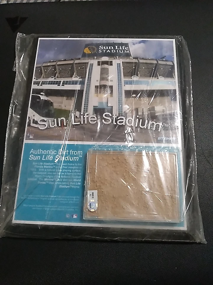 Sun Life stadium PHOTO Plaque + Dirt  STEINER Authenticated New 2014 FL MARLINS - Image 1 of 3