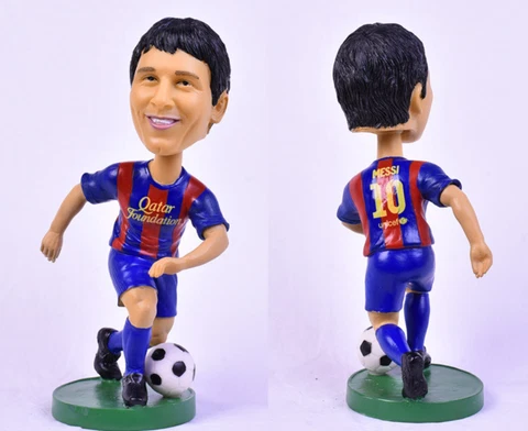 NEW Top Quality Resin Soccer Star Barcelona Messi Bobblehead Figure Height 18CM Cover
