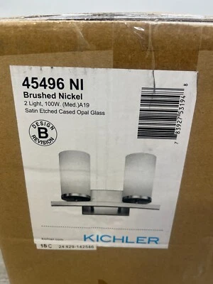 KICHLER 45496NI Crosby 2 luces 15 pulgadas níquel pared MT BAÑO 2 brazos luz de pared Foto 1 de 3