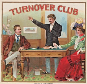 Turnover Club Cigar Embossed Tobacco Co Label A1J - Bild 1 von 2