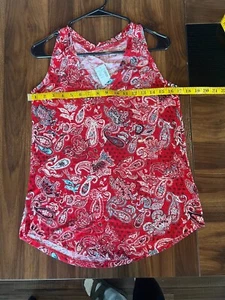 Blusa sin mangas roja cachemira con estampado de bandana de Maurice para mujer talla S nueva con etiquetas - Imagen 1 de 5