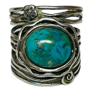 Didae Shablool Sterling 925 Silver Turquoise Wrap Ring Size 6.5 - Picture 1 of 8