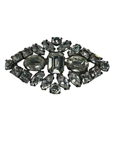 Grande Spilla Strass Trasparenti STRLG Set Puntale Argento 3,5" Lungo Ovale (BRCH3070) - Foto 1 di 7