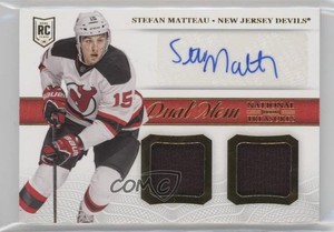 2013-14 Panini National Treasures Dual Memorabilia Stefan Matteau Rookie Auto RC