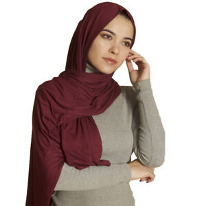 Woman Lady Girls Muslim Maxi Long Jersey Elastic Cotton Scarf Head Cover Hijabs