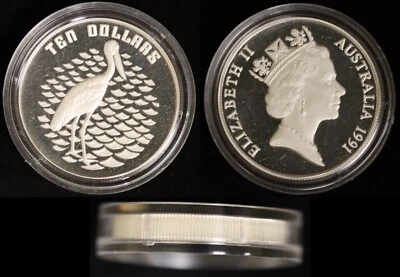 1991 Australia $10 piefort Jabiru Stork - Sterling Silver - 40.06 grams - - Image 1 of 4