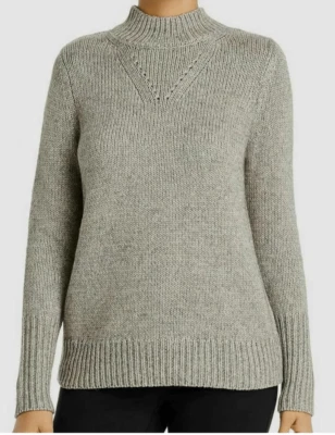 Suéter Elie Tahari Mujer Cuello Simulado Metálico Moteado Gris Carbón Talla Pequeña Foto 1 de 4