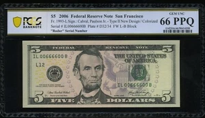 2006 $5 FRN IL00666600B P.C.G.S #66PPQ - Picture 1 of 3