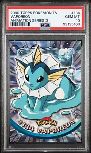 PSA GEM MINT 10 2000 TOPPS POKEMON TV ANIMATION SERIES 3 134 VAPOREON - Picture 1 of 2