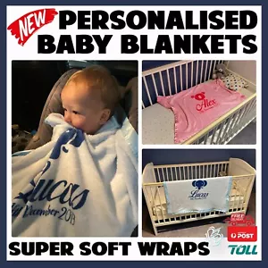 Personalised Butter Soft Baby Blanket Newborn Boy Girl New-born Swaddle Wrap New - Picture 1 of 22