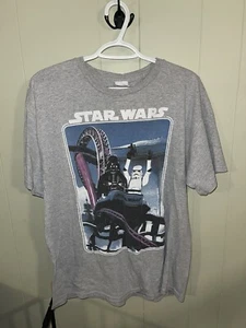 Vintage Star Wars Shirt Darth Vader Storm Trooper Achterbahn Gr. Large grau Vintage - Bild 1 von 4