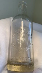 Lacroix Millis Mass Antique Bottle Nun Cross logo HTF clear glass blob top 7 1/2 - Picture 1 of 21