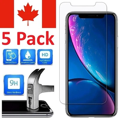 5 Pack Tempered Glass Screen Protector for iPhone 17 16 15 14 13 12 11 XR SE 8 7 - Image 1 of 4