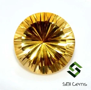 Natural Citrine Round Concave Cut 16x16 mm 11.65 CTS Faceted Loose Gemstone - Foto 1 di 6