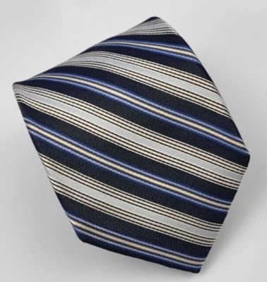 Corbata de seda negra y marrón 1826 gris azul negro rayas hombre 59 x 3,5 Foto 1 de 4