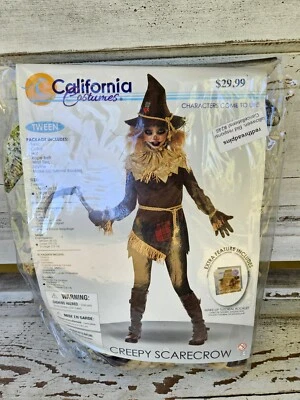 CREEPY SCARECROW COSTUME Dress KIDS GIRLS TWEEN Sz Large L 10/12 New California - Image 1 of 4