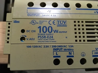 idec 100W power supply, PS5R-E24, output-24vdc 4.2A, input 100-240vac,  - Image 1 of 4