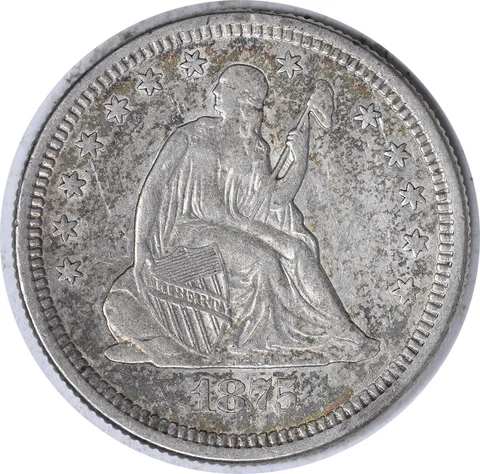 1875-S Liberty Seated Quarter AU Uncertified #103 Cover