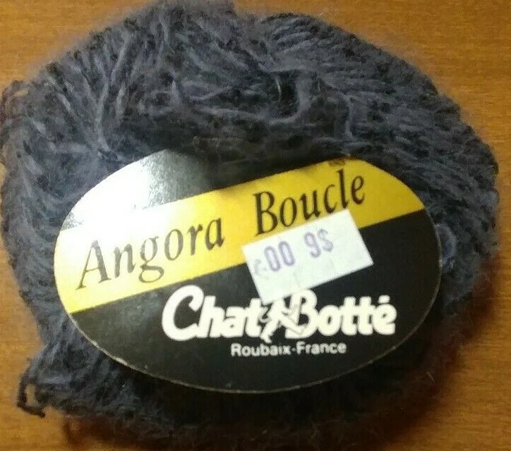 Vintage Chat Botte Angora Boucle yarn 40% ANGORA Made in France Charcoal & black - Image 1 of 4