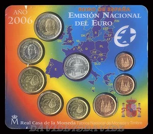 SPAGNA 2006 FOLDER DIVISIONALE UFFICIALE 8 MONETE EURO 20° ANN. ADESIONE UE - Foto 1 di 1