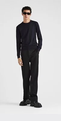 PRADA CLASSIC WOOL SWEATER in DARK BLUE. SIZE XL / US 46 / IT 56. New, Authentic - Image 1 of 4