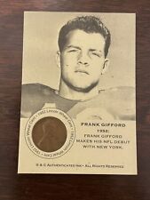 2008 AUTHENTICATED INK FRANK GIFFORD 1952 WHEAT PENNY RELIC FOOTBAL TRADING CARD