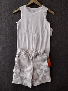 Wonder Nation Boys 2-Pck Sleeveless Tank Top  M 8 + Camo Cargo Shorts S 6-7 - Picture 1 of 9