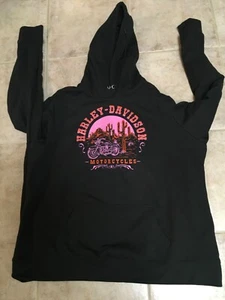BRAND NEW WOMEN HARLEY DAVIDSON PULLOVER BLACK HOODIE - SIZE 2W - Picture 1 of 2