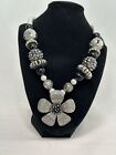 Black And Silver Flower Statement Necklace Fashion Necklace