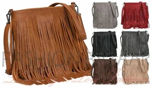 Ladies Crossbody Tassel Bag Faux Leather Designer Fringe Messenger Shoulder Bags - Picture 1 of 19