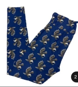 New Sz TC 12-18 LuLaRoe Americana Leggings Eagles Patriotic Navy 4th Of July - Picture 1 of 2
