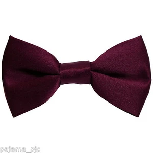 Burgundy Kid's Straight Cut Solid Pre-tied Strap Bowtie Boy's Bowtie - Picture 1 of 1