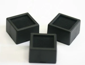 12 Glass top Square Gem Jars Box Black Gemstones Coin White/Black Foam 1 1/2" - Picture 1 of 2
