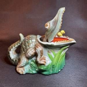 Vintage Nodder Ashtray Alligator Crocodile Japan Ash Tray 1950s Travel Souvenir - Picture 1 of 4