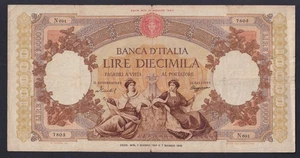 Banknote Italy 10000 Lira Queens Of The Sea 1954 P.-89c BB/VF - Picture 1 of 3