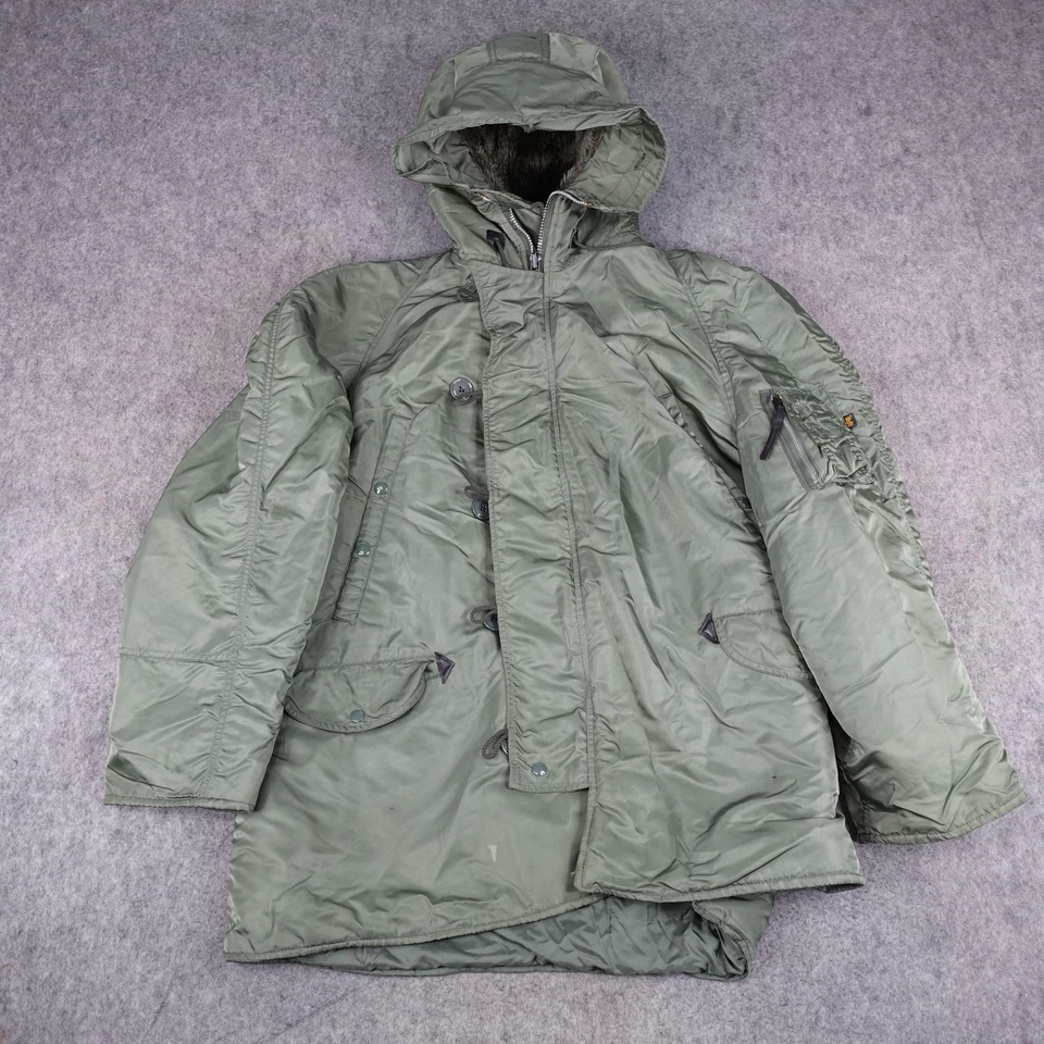 Vintage Alpha Industries Jacket Mens XL Olive N-3B Parka Extreme Cold Weather - Image 1 of 4