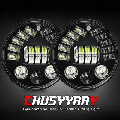 Black DOT 7" Round Led Headlight Hi/Lo Lamp for Chevy Truck C10 C20 C30 K10 LUV - Imagem 1 de 4