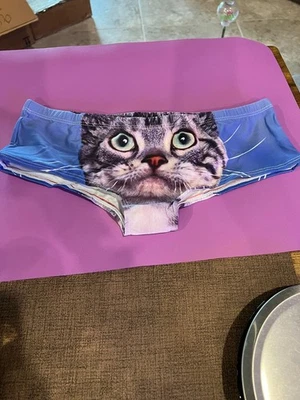RUNYUNXIN Funny Cat Print Low Waisted Underwear Women’s Novelty Panties Large - Image 1 of 4