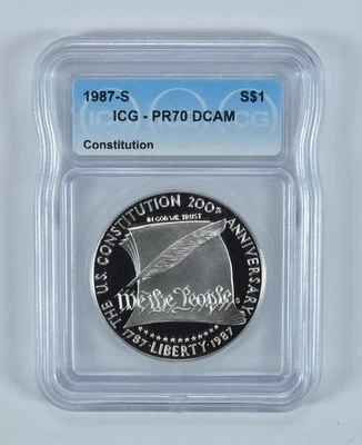 1987-S Constitution Commemorative Dollar PR70 DCAM ICG *6720 - Image 1 of 4