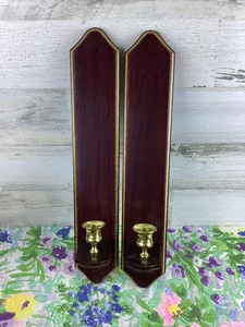 Vintage Home Interiors/Homco Kirschholz mit Messing 17" Wandlampen 2er Set - Bild 1 von 8