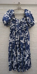 NEW Abercrombie & Fitch Emerson Poplin Puff Sleeve Midi Dress Women's Size Large - Picture 1 of 6