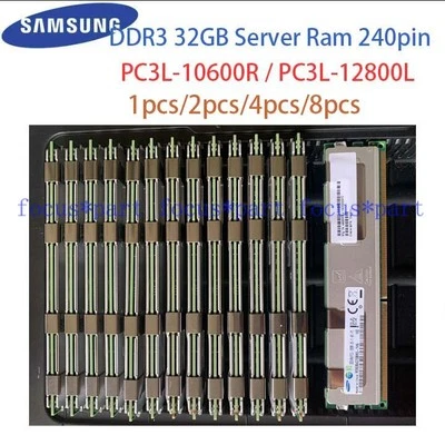 Samsung DDR3 Ram 32 GB 4RX4 PC3L-12800L/ PC3-10600R RDIMM REG Server 240-pin lot - Image 1 of 4