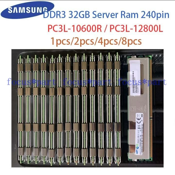 Samsung DDR3 Ram 32 GB 4RX4 PC3L-12800L/ PC3-10600R RDIMM REG Server 240-pin lot - Image 1 of 4