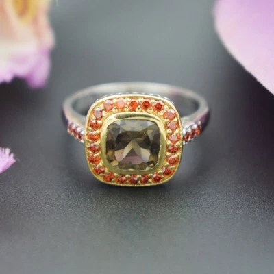 Pietra preziosa quarzo fumé naturale argento 925 corniola fatta a mano... - Immagine 1 di 4