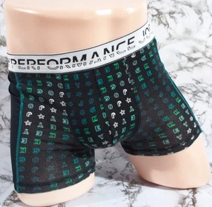 MEN'S JOCKEY PERFORMANCE COOL ACTIVE BLACK/GREEN COTTON MESH TRUNKS SIZE MED - Picture 1 of 6