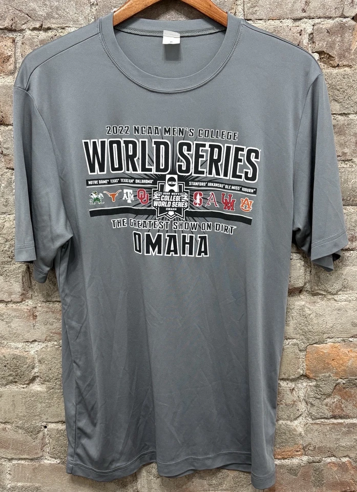 SPORT-TEK 2022 NCAA Men's College World Series Omaha Baseball Shirt Adult Medium - Image 1 of 4