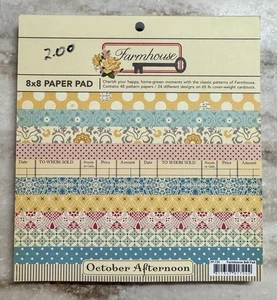 October Afternoon *FARMHOUSE* 8x8 Paper Pad *42 Sheets* RARE Scrapbook READ - Picture 1 of 22